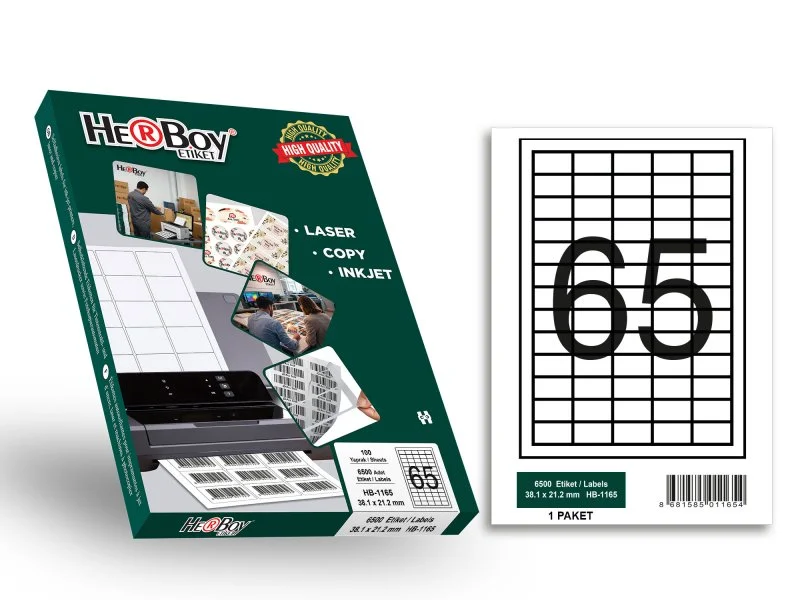 HB-1165 38.1 x 21.2 mm LASER ETİKET 100 AD.