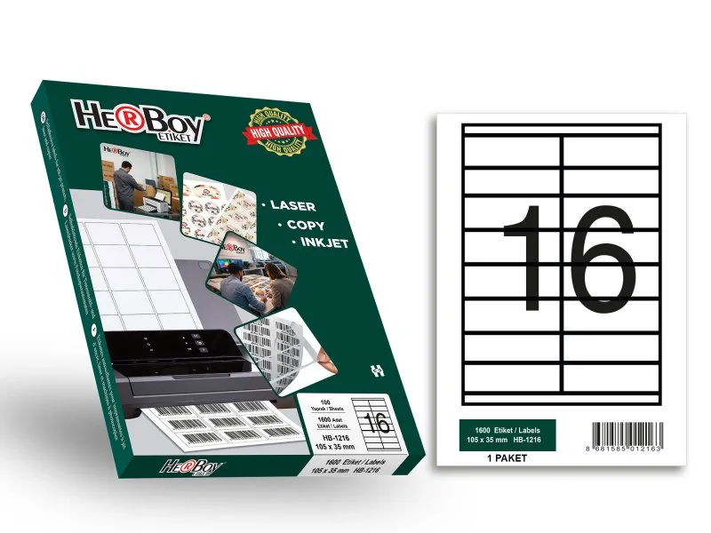 HB-1216 105 x 35 mm LASER ETİKET 100 AD.