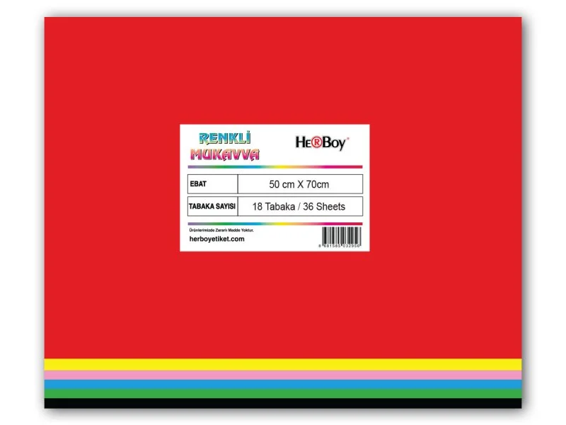 HERBOY RENKLİ MUKAVVA 50X70 KARIŞIK 18'Lİ