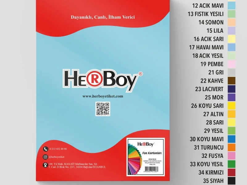HERBOY FON KARTONU 25X35 NO:12 AÇIK MAVİ 100 AD.