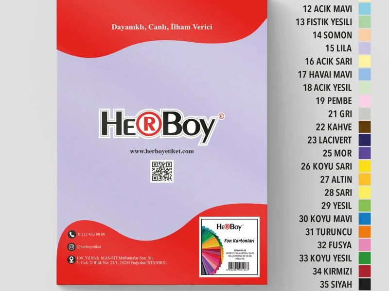 HERBOY FON KARTONU 25X35 NO:15 LİLA 100 AD.