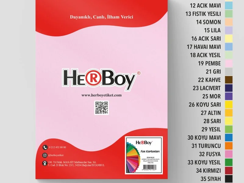 HERBOY FON KARTONU 25X35 NO:19 PEMBE 100 AD.