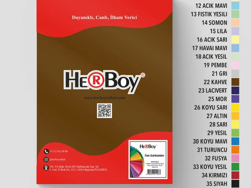 HERBOY FON KARTONU 25X35 NO:22 KAHVE 100 AD.