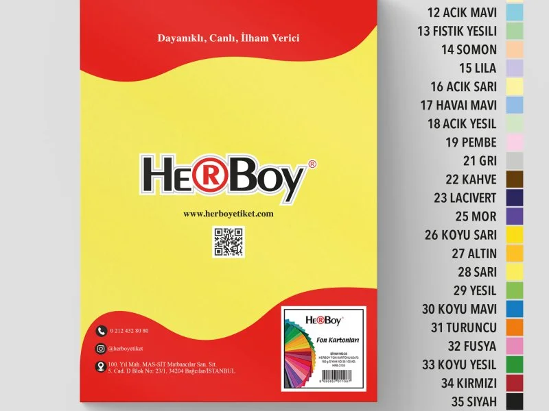 HERBOY FON KARTONU 25X35 NO:28 SARI 100 AD.