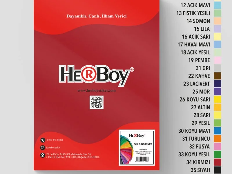 HERBOY FON KARTONU 25X35 NO:34 KIRMIZI 100 AD.
