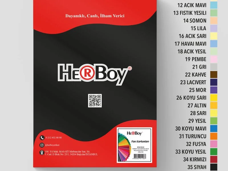 HERBOY FON KARTONU 25X35 NO:35 SİYAH 100 AD.