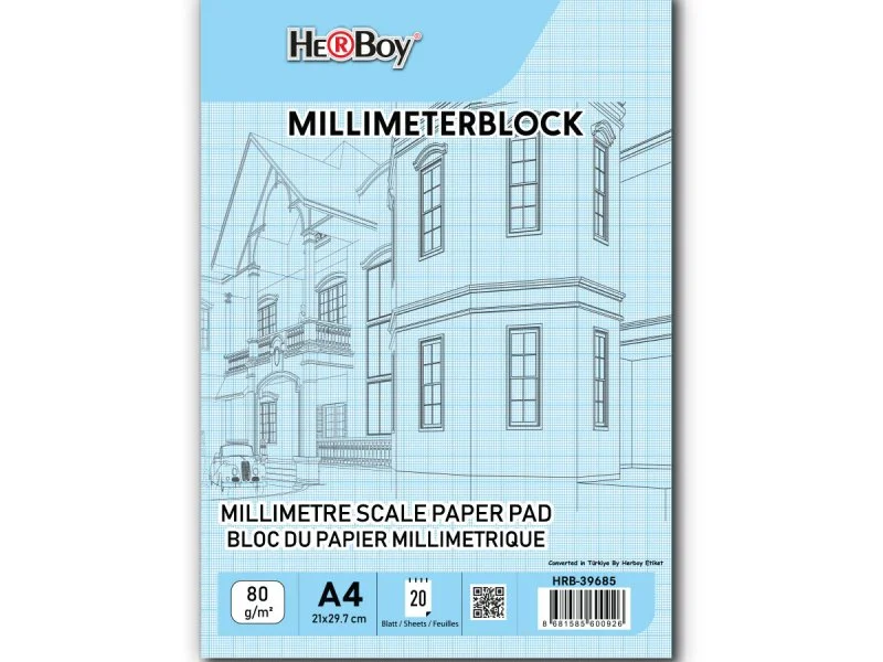 HERBOY MİLİMETRİK A4 20 YP MAVİ BLOK 80g (Best)