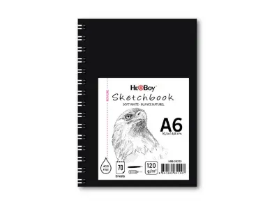 HERBOY 120 g A6 70 YPR. SPİRALLİ ESKİZ SİYAH SERT KAPAK