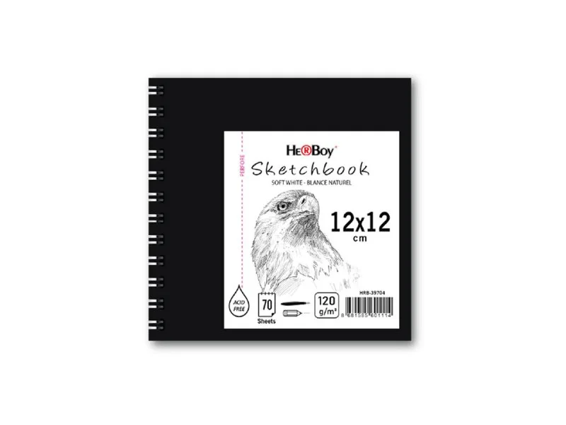HERBOY 120 g 12X12 70 YPR. SPİRALLİ ESKİZ SİYAH SERT KAPAK