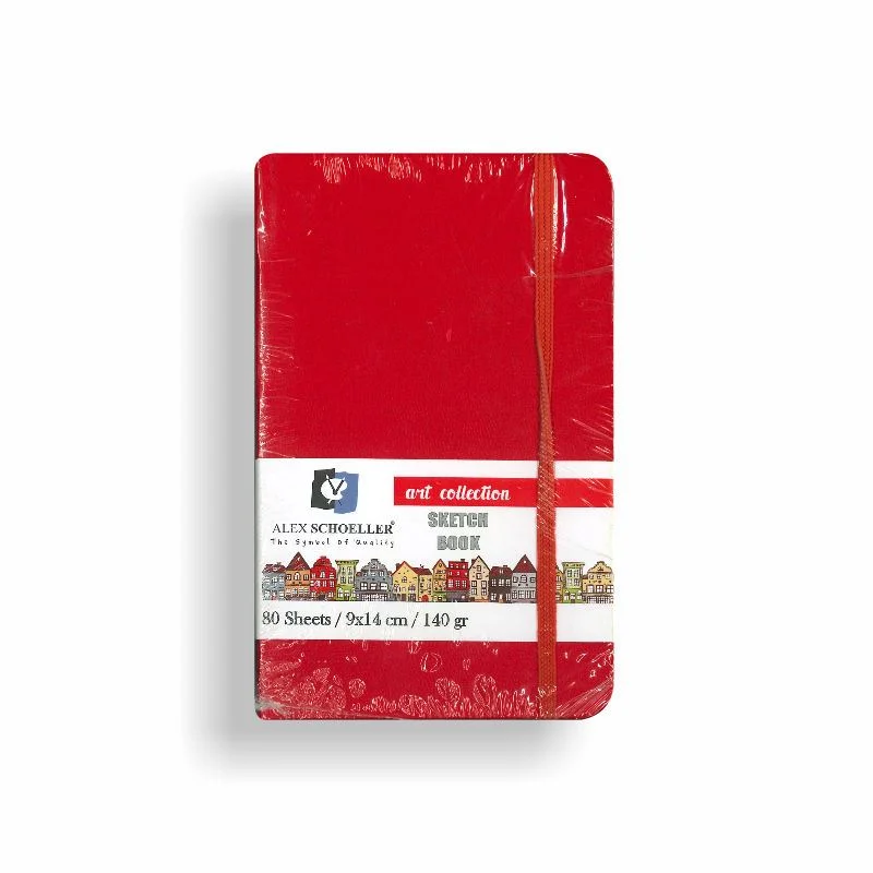 Alex Schoeller 9X14 Lastikli Sketc Defter 140 Gr 80 Yp. Kırmızı Kapak Alx-9260