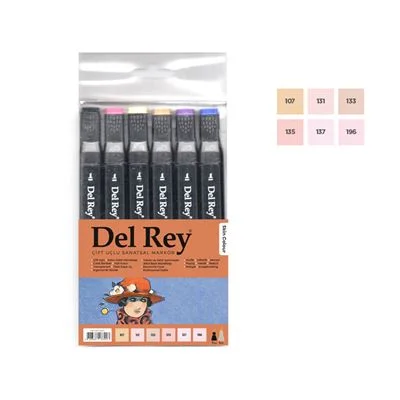Del Rey Twın Marker Çift Uçlu Grafik Kalemi 6 Lı Ten Renk Tonlar  Mn-Askt06/3