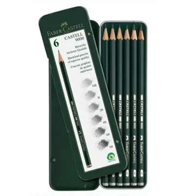 Faber-Castell Kurşun Kalem 9000 Grafit Kalem 6 Lı Metal Kutu