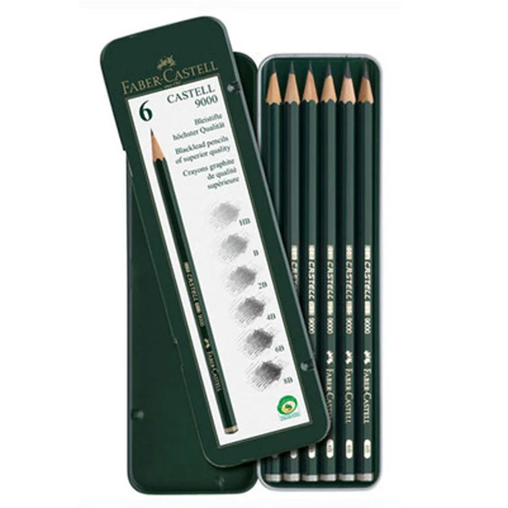 Faber-Castell Kurşun Kalem 9000 Grafit Kalem 6 Lı Metal Kutu