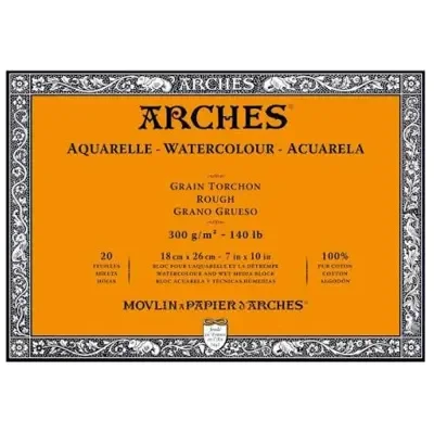 Arches Yüksek Dokulu Suluboya Bloğu 300G 18 x 26 20S - Naturel Beyaz