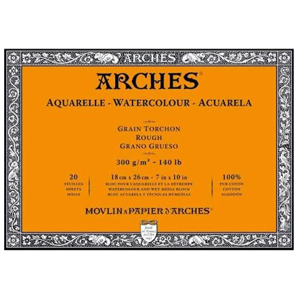 Arches Yüksek Dokulu Suluboya Bloğu 300G 18 x 26 20S - Naturel Beyaz