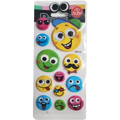 Bu-Bu Puffy Stickers Oynar Gözlü Gülen Yüzler 9x21 BUBU-SWP-2101