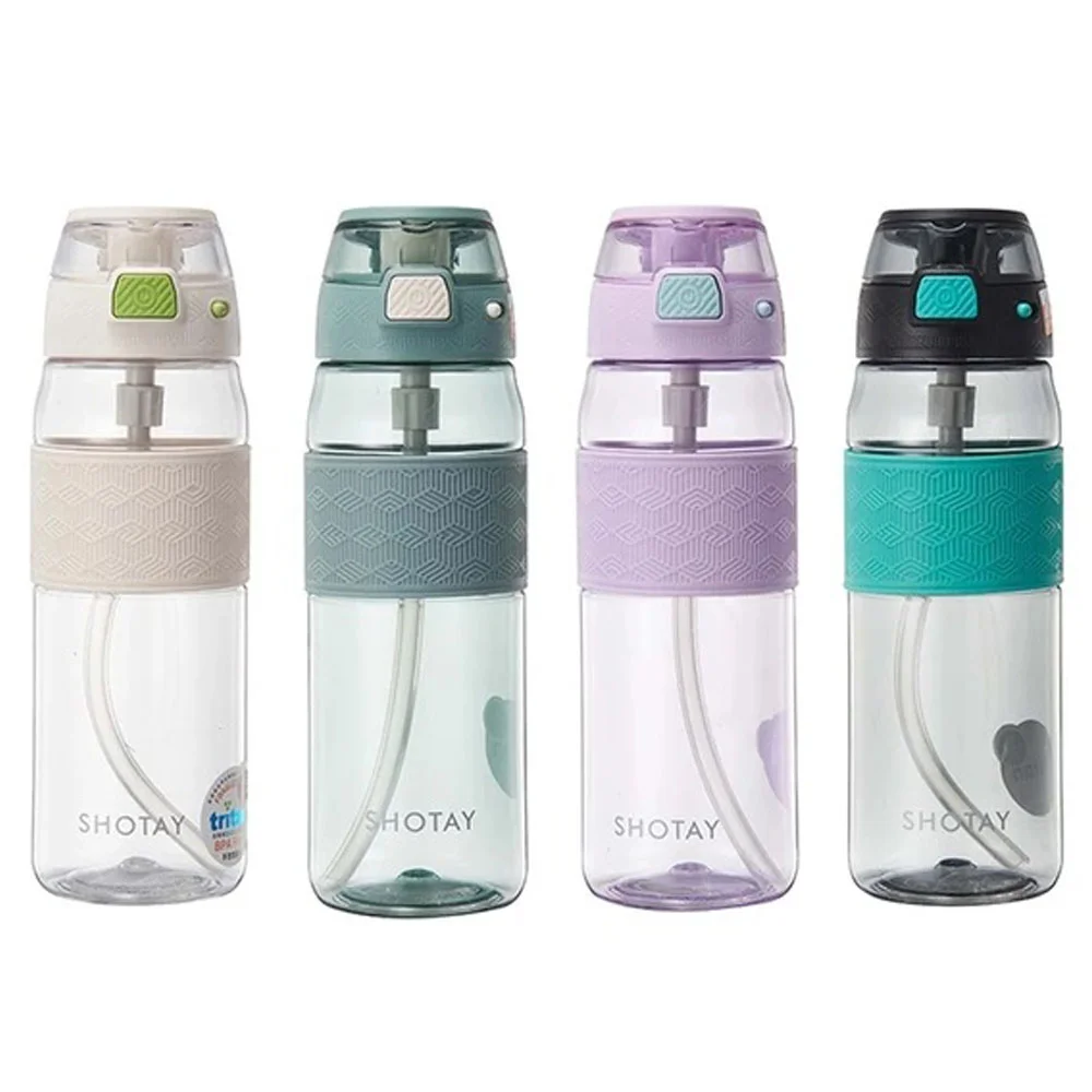 Shotay Matara Şeffaf Kapaklı Şeritli Trıtan 600 ML SHT-ST-7202