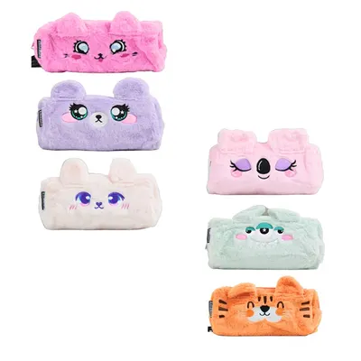 B&D Kalem Çantası Peluş Sevimli Kedi Mor