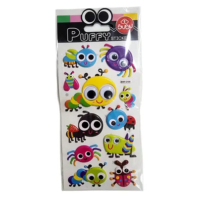 Bu-Bu Stickers Puffy Oynar Gözlü Böcekler 9X21