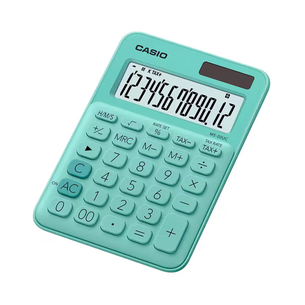Casio Hesap Makinesi 12 Hane Ms-20uc-gn Renkli Masaüstü