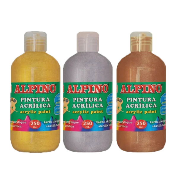 Alpino Akrilik Boya Şişe 250 ML Metalik Beyaz DV000120