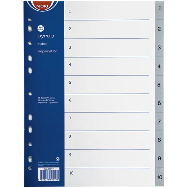 Noki Seperatör 1-10 Rakamlı Plastik A4 59210