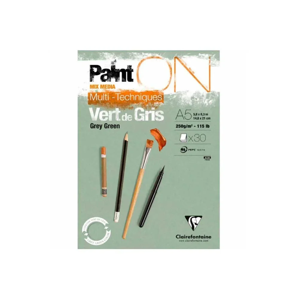 Clairefontaine paint-on Grey Yeşil A5 250 GR 30 Yp 4 Lü