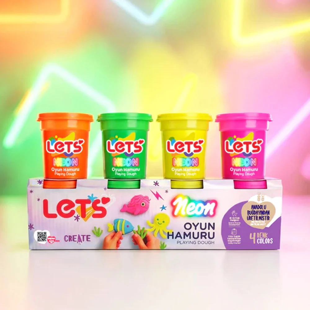 Lets Oyun Hamuru 4 Renk Neon 440 Gr L8440n