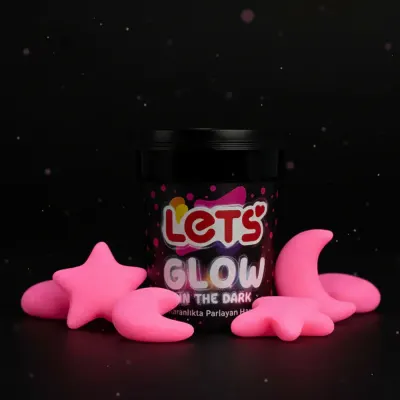 Lets Oyun Hamuru Tek Renk Karanlıkta Parlaya Pembe