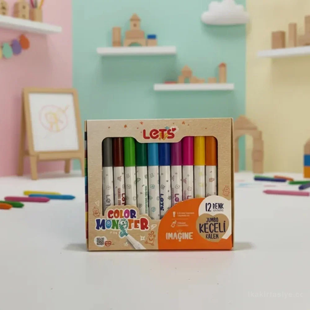 Lets Keçeli Kalem 12 Renk Jumbo L05010