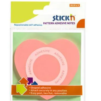 Hopax Stickn Yapışkanlı Not Kağıdı Kalp Şekilli 50 YP 70x70 Açık Pembe 21545