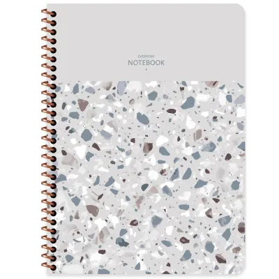 Keskin Color Defter Plastik Kapak Spiralli Terazzo 16,5x22,5 80 YP Kar.