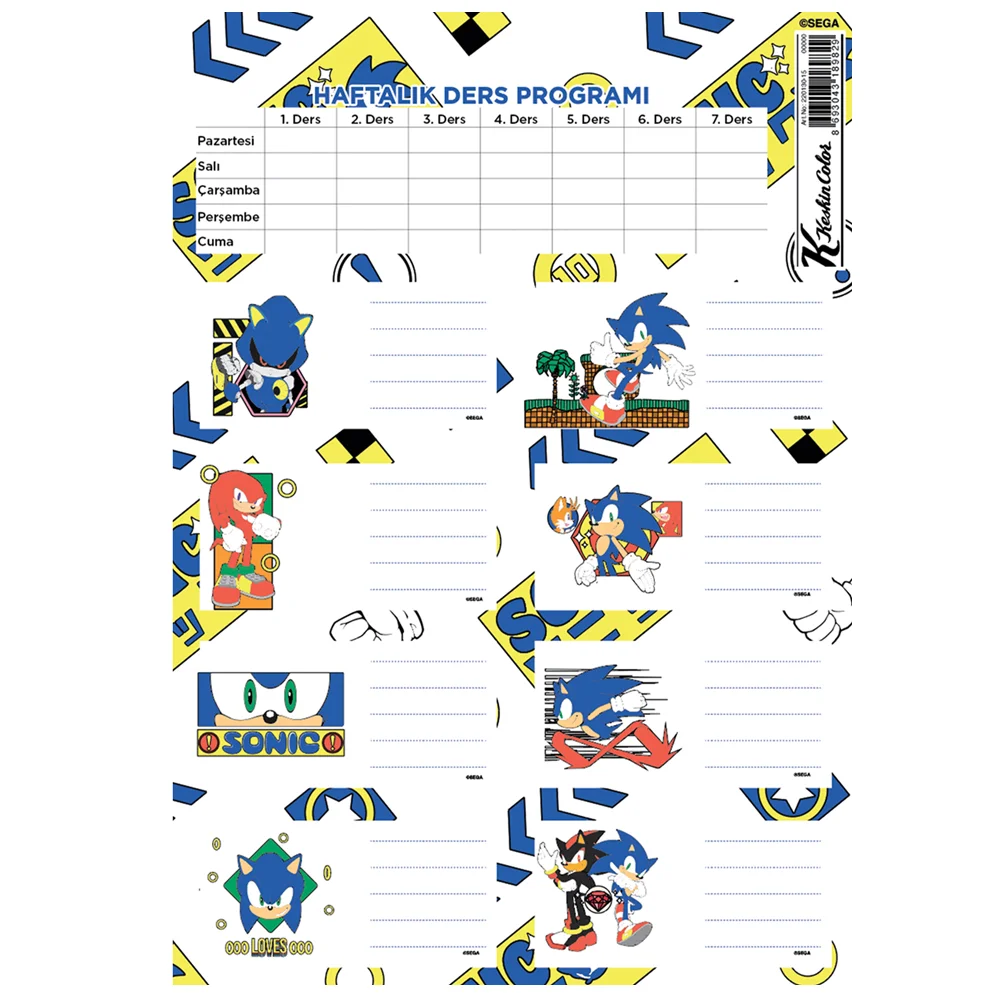Sonic Ders Programlı 3 Lü Etiket