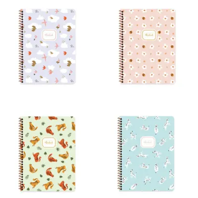 Keskin Color Karton Kapak Spiralli Hayvanlar Defter 16,5x22,5 80 YP Kar.