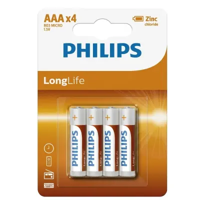 Philips Longlife İnce Kalem Pil AAA 4 Lü Ph-r03l4b/10