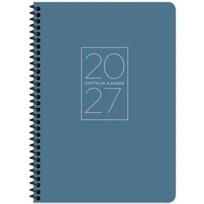 Keskin 2027-17x24 Spiralli Haftalık Ajanda - Mavi 600267-99