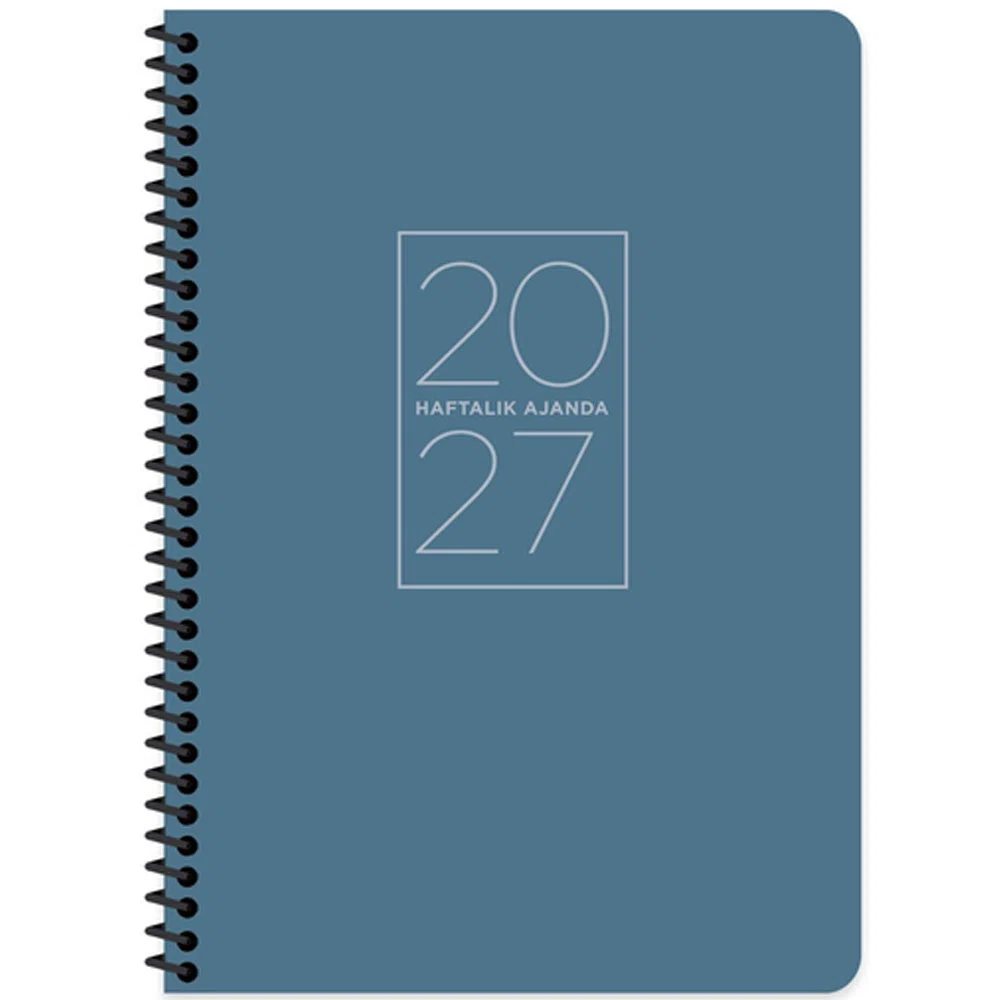 Keskin 2027-17x24 Spiralli Haftalık Ajanda - Mavi 600267-99
