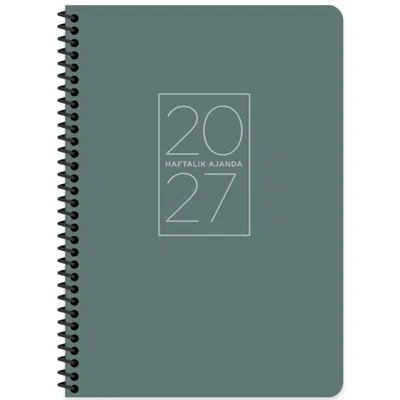 Keskin 2027-17x24 Spiralli Haftalık Ajanda - Yeşil 600269-99