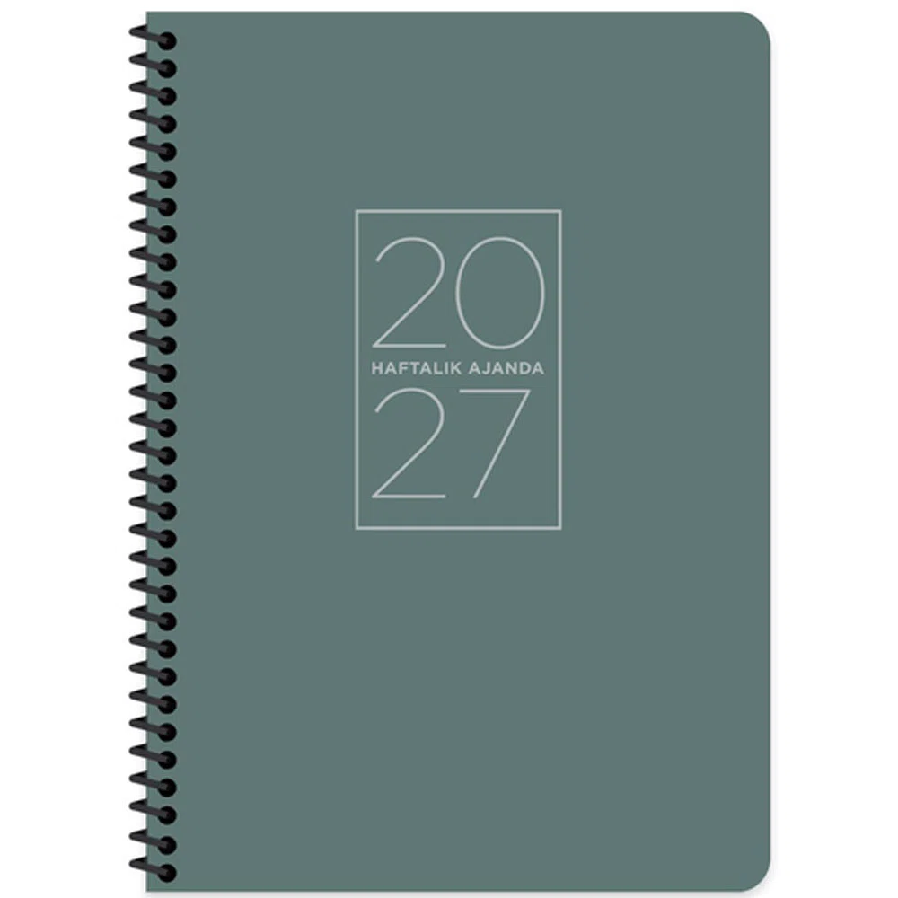 Keskin 2027-17x24 Spiralli Haftalık Ajanda - Yeşil 600269-99
