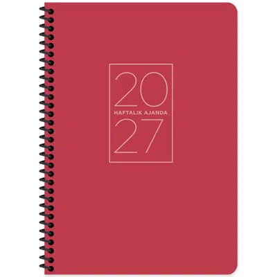 Keskin 2027-17x24 Spiralli Haftalık Ajanda - Kırmızı 600270-99
