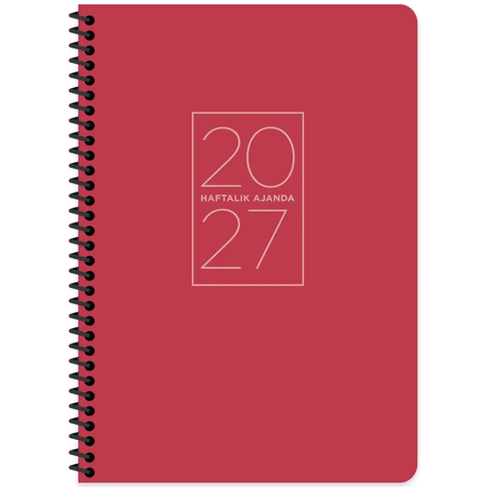 Keskin 2027-17x24 Spiralli Haftalık Ajanda - Kırmızı 600270-99