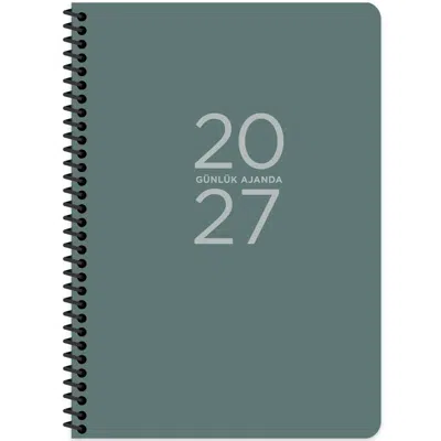 Keskin 2027-17x24 Spiralli Günlük Ajanda - Yeşil 600273-99