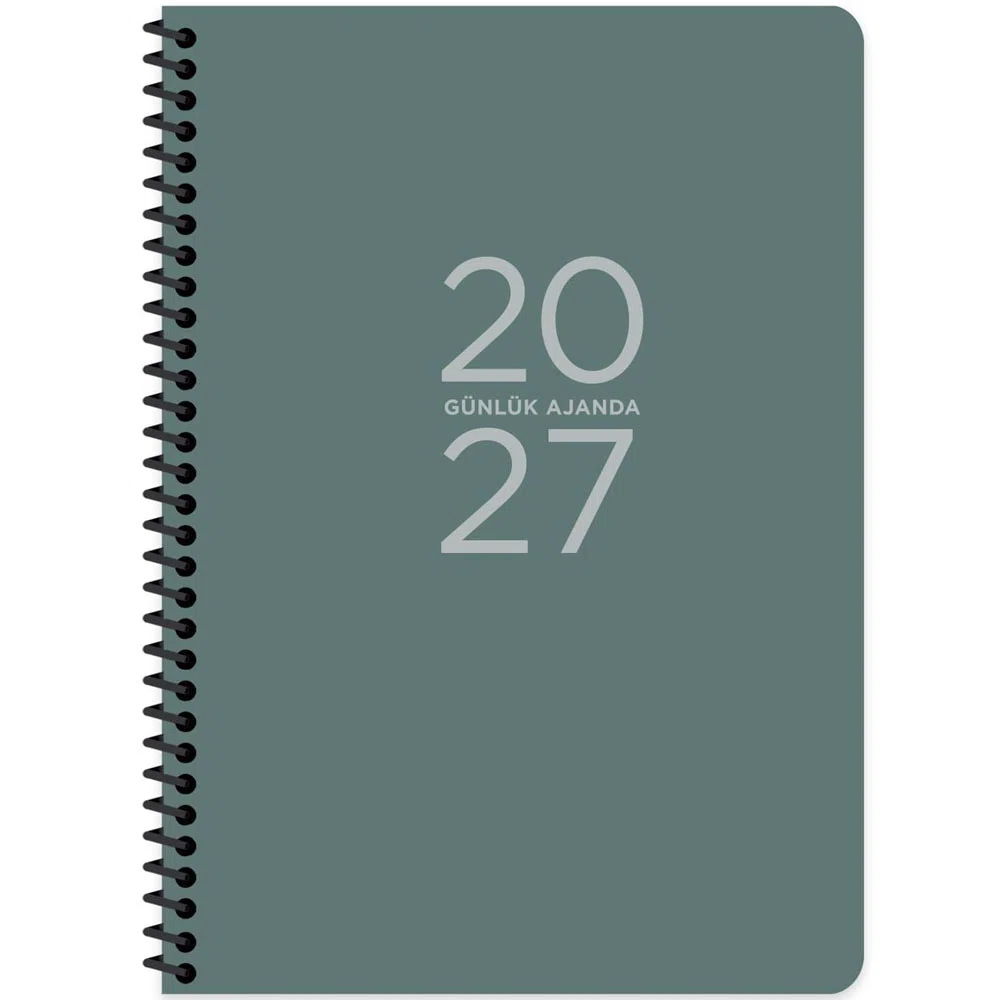 Keskin 2027-17x24 Spiralli Günlük Ajanda - Yeşil 600273-99