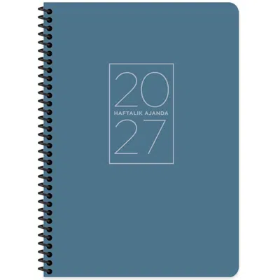 Keskin 2027-20x28 Spiralli Haftalık Ajanda-Mavi 600294-99