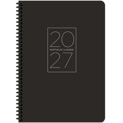 Keskin 2027-20x28 Spiralli Haftalık Ajanda-Siyah 600295-99