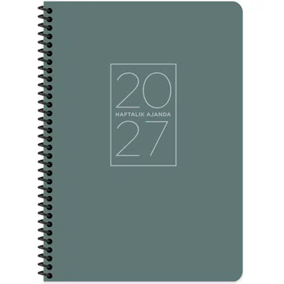 Keskin 2027-20x28 Spiralli Haftalık Ajanda-Yeşil 600296-99