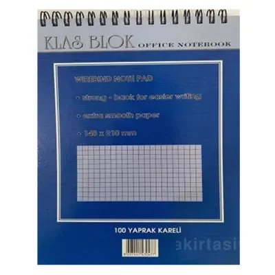 Klas Bloknot Spiralli Office Book Kareli 100 YP A4