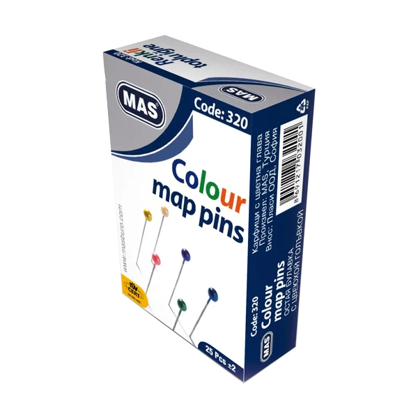Mas Toplu İğne Renkli Başlı 32 MM 320