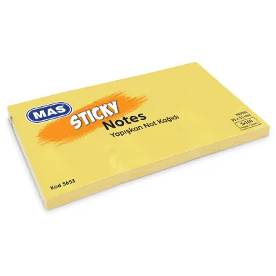 Mas Yapışkanlı Not Kağıdı 3 Blok 100 SY 35x51 Pastel Sarı 3653