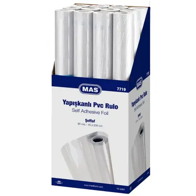 Mas Yapışkanlı Rulo Pvc 80 Mic 45x200 Cm Şeffaf 7719